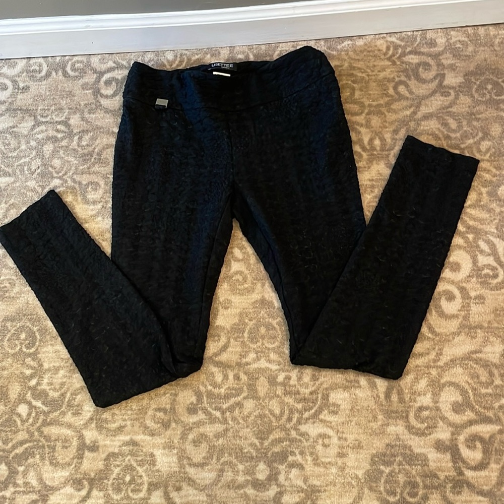 Lissette-L black stretch patterned leggings